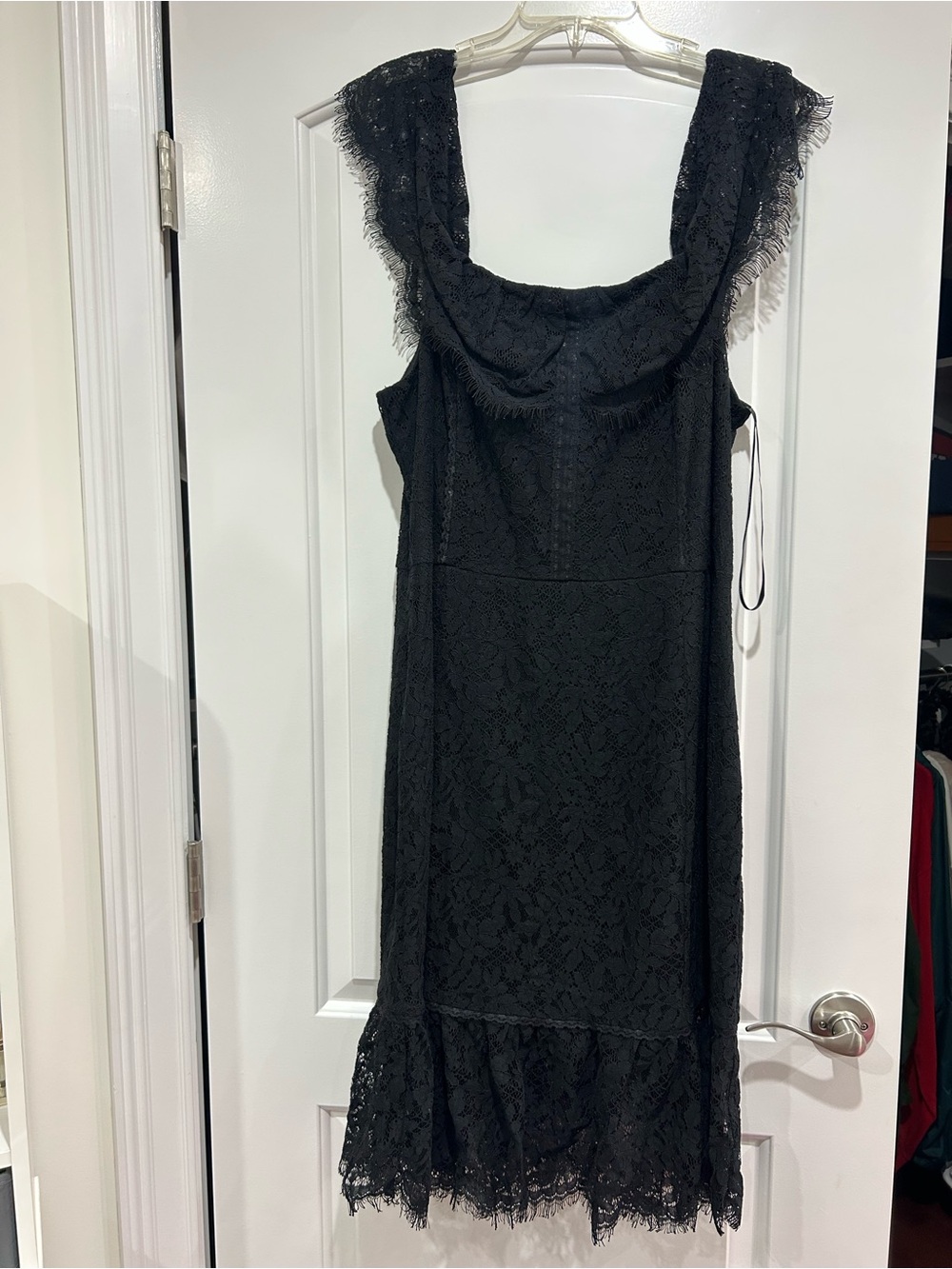 City Chic Black Lace Midi Dress with Scalloped Details